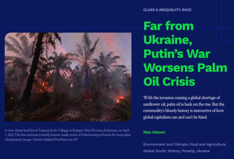 Far from Ukraine, Putin’s War Worsens Palm Oil Crisis (Boston Review)